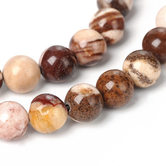 Agate naturelle australien rangées de perles rondes