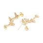 Cubic Zirconia Butterfly Dangle Stud Earrings, Real 18K Gold Plated Brass Long Drop Earrings for Women, Cadmium Free & Lead Free