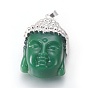 Pendentifs en verre, avec les accessoires en laiton, tête de bouddha