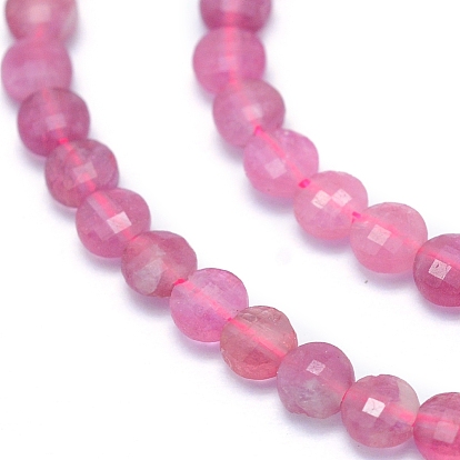 Natural Tourmaline Beads Strands, Faceted, Flat Round