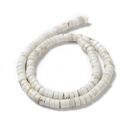 Chapelets de perles howlite naturelles , Plat rond / disque, perles heishi