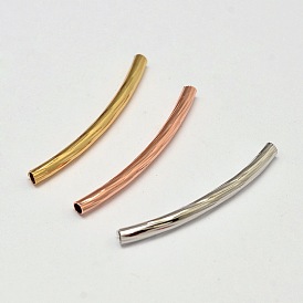 Laiton courbes perles tubulaires, perles de nouilles en tube courbé, sans cadmium et sans nickel et sans plomb, 25x2mm, Trou: 1mm