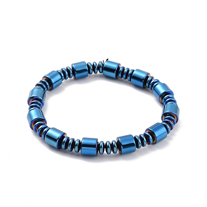 Bracelet de collier de perles de colonne en hématite synthétique et laiton avec fermoirs magnétiques, ensemble de bijoux en pierres précieuses pour hommes femmes