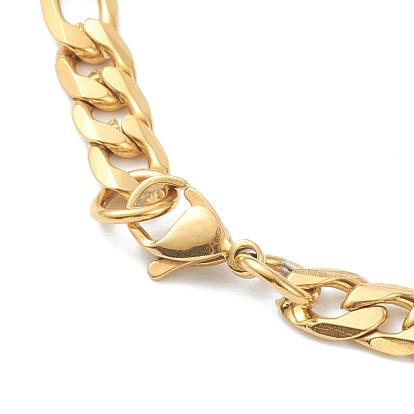 Vacuum Plating 304 Stainless Steel Figaro Chain Necklaces, with Lobster Claw Clasps