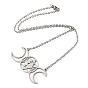 201 collier pendentif déesse triple lune en acier inoxydable avec chaînes câblées