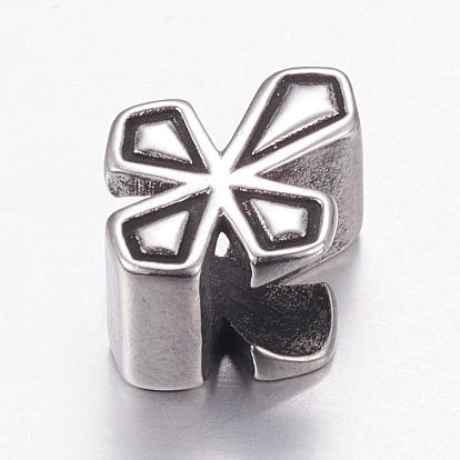 304 Stainless Steel European Beads, Large Hole Beads, Cross