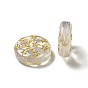 Plating Acrylic Beads, Golden Metal Enlaced, Flat Round with Star & Moon