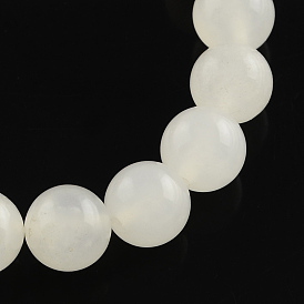 Brins blancs naturels de perles de jade de pierres précieuses, ronde