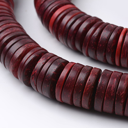 Dyed Natural Coconut Flat Round Bead Strands, 20x3~5mm, Hole: 3mm, about 106~114pcs/strand, 16.5 inch