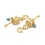 Brass Vajra Pendant Decorations, Synthetic Turquoise Ornament with Brass Spring Ring Clasps