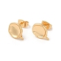 Twist Flat Round Brass Stud Earring Findings, with 925 Sterling Silver Pins, for Half Drilled Beads