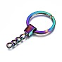 Porte-clés fendus en alliage de couleur arc-en-ciel, avec des chaînes, conclusions de fermoir porte-clés, sans cadmium et sans nickel et sans plomb
