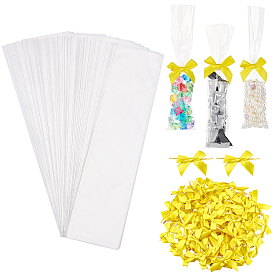 Pandahall elite 240pcs 2 ruban d'emballage en polyester de style bowknots, opp sacs de cellophane, pour la décoration d'emballage cadeau bricolage, décoration de fête de bonbons de mariage