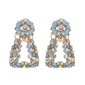 Bold Geometric Diamond-Studded Earrings for Fashion-Forward Statement Style