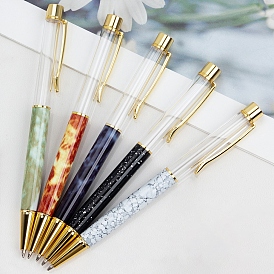 Estuche creativo para bolígrafos con patrón de tartán, bolígrafos de prensa de plástico, con fornituras de latón