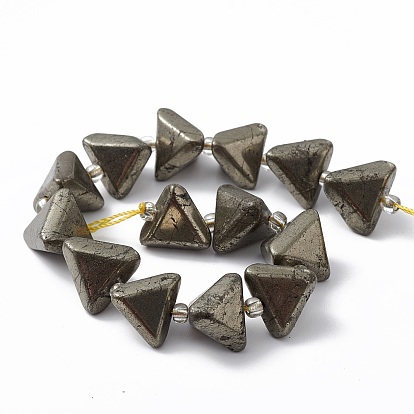 Natural Pyrite Beads Strands, with Seed Beads, Triangle