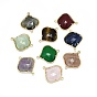 Natural Gemstone Links Connectors, with Golden Tone Brass Findings, Faceted