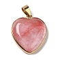 Gemstone Pendants, Heart Charms, with Golden Tone Iron and Brass Findings