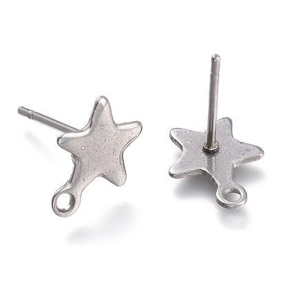 304 Stainless Steel Stud Earring Findings, Star