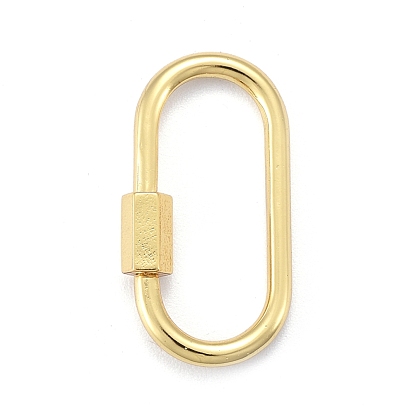 Brass Screw Carabiner Lock Charms, for Necklaces Making, Oval