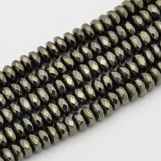 Perles de hématite synthétiques rondelles non magnétiques, l'imitation de la pyrite, facette