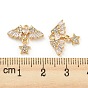 Brass Micro Cubic Zirconia Pendants, Wings