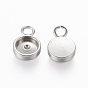 304 Stainless Steel Charm Cabochon Settings, Plain Edge Bezel Cups, Flat Round