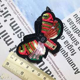 Broderie informatisée en organza à repasser/coudre sur des patchs à paillettes, papillon