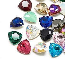 DIY Pointed Back K9 Glass Rhinestone Cabochons, Random Color Back Plated, Faceted, Triangle
