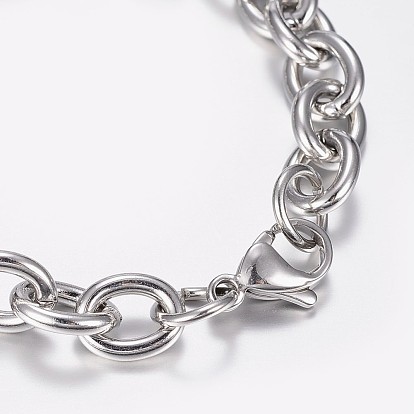 304 Stainless Steel Cable Chain Bracelets, with Lobster Claw Clasps
