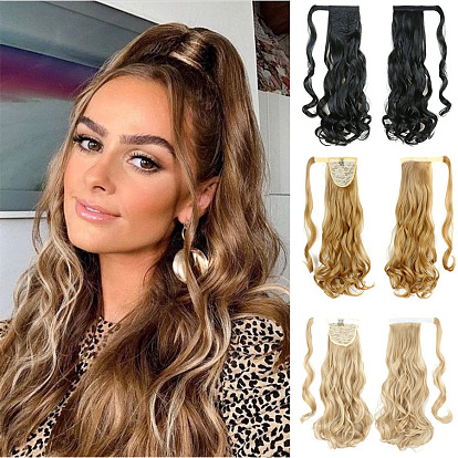 Long Wavy Hairpiece with Magic Tape - Natural, Elegant, Ponytail Extension.