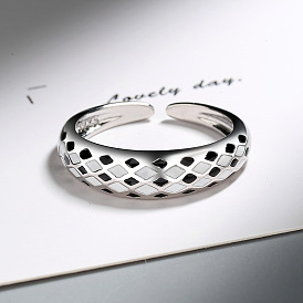 Chessboard Grid Ring - Unique Design, Lightweight, Fashionable, Personalized, Copper, Korean Style