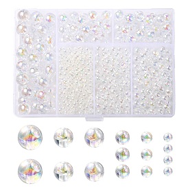 5 Style Transparent Acrylic Beads, AB Colors Plated, Round