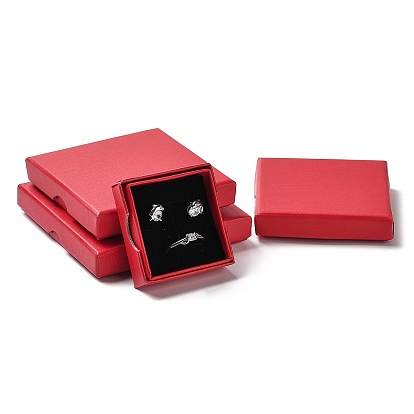 Boîtes d'ensemble de bijoux en carton, avec une éponge à l'intérieur, carrée