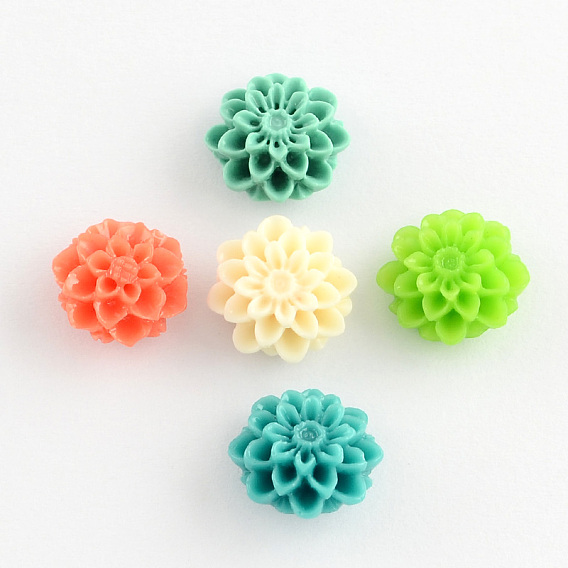 Synthetic Coral Beads, Chrysanthemum, Dyed