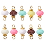 Acrylic Imitation Jelly Connector Charms, Faceted Rondelle Links, with Golden Plated Alloy & Iron Findings