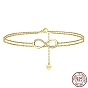 925 браслет-цепочка из стерлингового серебра с двухслойной цепочкой на щиколотке, Женский браслет со звеньями бесконечного циркония, с печатью s925
