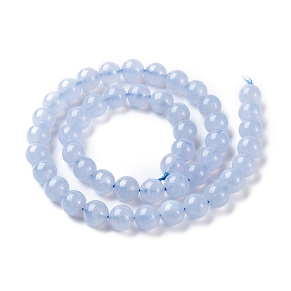 Brins de perles d'agate bleue naturelle de grade aa, ronde