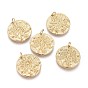 Ion Plating(IP) 304 Stainless Steel Pendants, with Jump Rings, Textured, Double Sided Pattern, Flat Round with Angel