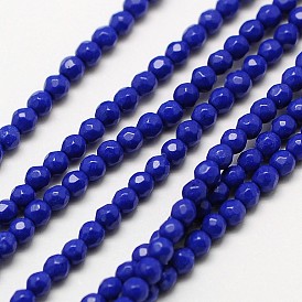Lapis synthétiques brins de perles lazuli, ronde à facettes