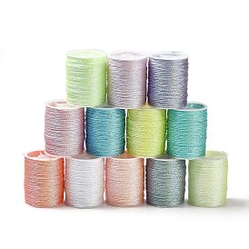 12 Rolls 12 Colors 6-Ply PET Polyester Cord, Luminous Thread, for Jewelry Making
