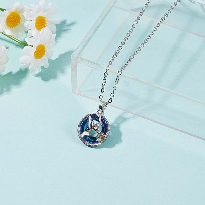 Bird and Flower Alloy Pendant Necklace with Rhinestone, Lucky Jewelry for Women