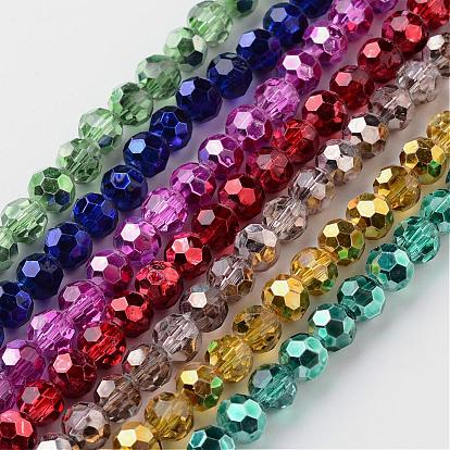 Baking Painted Glass Bead Strands, Faceted, Round