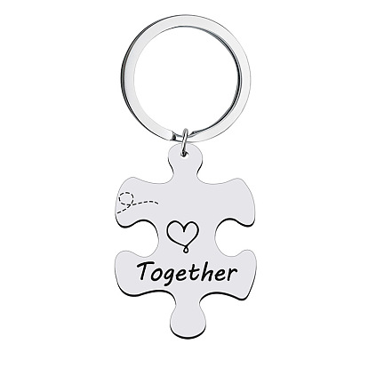 Couple 201 Stainless Steel Keychain, Puzzle with Word Better & Together