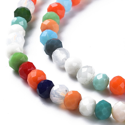Faceted Glass Beads Strands, Imitation Jade, Rondelle