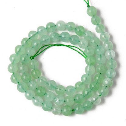 Perles naturelles de quartz brins, teints et chauffée, imitation quartz vert, ronde