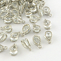 Drop Alloy Charms, with Cubic Zirconia