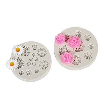 Daisy/Sakura Flower Shape DIY Food Grade Silicone Molds, Fondant Molds, Resin Casting Molds, for Chocolate, Candy, UV Resin & Epoxy Resin Craft Making