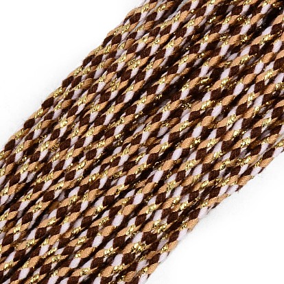 Cordons tressés en polyester tricolore, avec fil métallique doré, pour la fabrication de bracelet d'amitié de bijoux tressés
