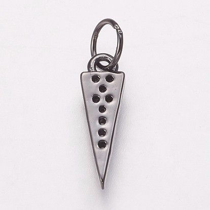 Brass Micro Pave Cubic Zirconia Charms, Triangle, Clear